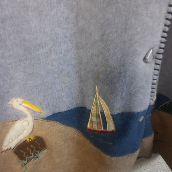 Retro 90s Coastal Grandma Lighthouse Fleece Jacket Nautical XL North Reflections - Picture 7 of 8